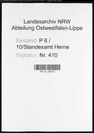 Sterberegister Standesamt Herne