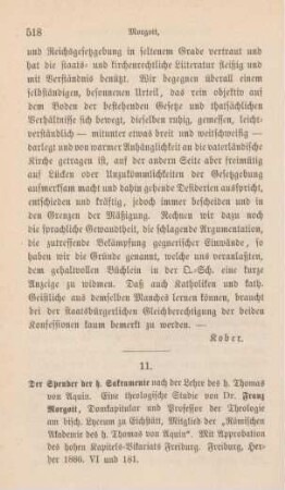 518-522 [Rezension] Morgott, Franz, Der Spender der heiligen Sacramente nach der Lehre des heiligen Thomas von Aquin
