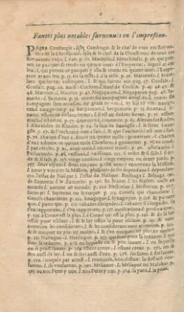 Fautes plus notables survenues en l'impreßion