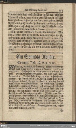 Am Sonntag Rogate. Evangel. Joh. 16. v. 23-30
