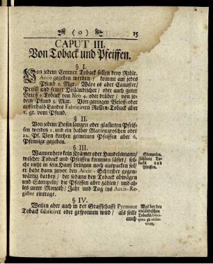 Caput III. Von Toback und Pfeiffen.