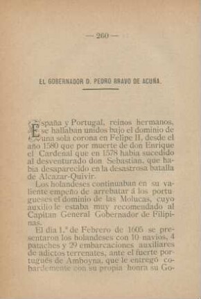 El Gobernador D. Pedro Bravo de Acuna