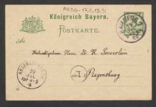 Brief von Georg Fischer an Hermann Poeverlein