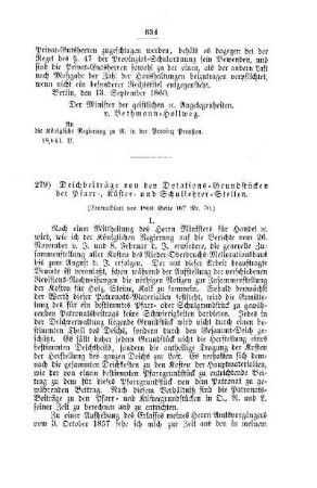Deichbeiträge von den Dotations-Grundstücken der Pfarr-, Küster-und Schullehrer-Stellen : [V. Elementarschulwesen]