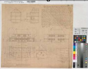 Doppelhaus Typ E Grundrisse, Ansichten, Schnitte (1925) 1 : 100 51 x 58 Pause Krieger Heimstätten Genossenschaft Münster Wohnungsgesellschaft Münsterland
