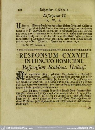 Responsum CXXXIII. In Puncto Homicidii