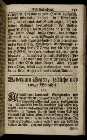 Gebete um Segen, zeitliche und ewige Wohlfahrt.