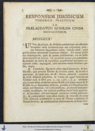 Responsum Juridicum Theorico-Practicum Ad Praelaudatum Nobilem Civem Monacensem.