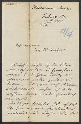 Brief an B. Schott's Söhne : 19.04.1900