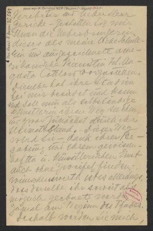 Brief an Wilhelm Gericke : 1903