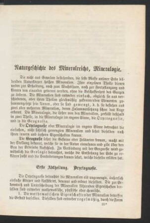 Naturgeschichte des Mineralreichs, Mineralogie.