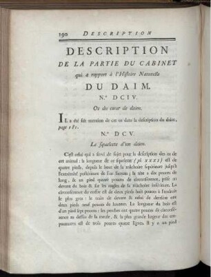 Description De La Partie Du Cabinet qui a rapport à l' Histoire Naturelle Du Daim.