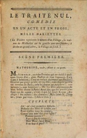 La Traité Nul : Comédie En Un Acte Et En Prose, Mêlée D'Ariettes ; Représentée le 5 Messidor, an V, sur le Théâtre Feydeau