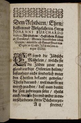 Dem Achtbaren, Ehrenhafften und Wolgelahrten Herrn Johanni Burchardo [...]