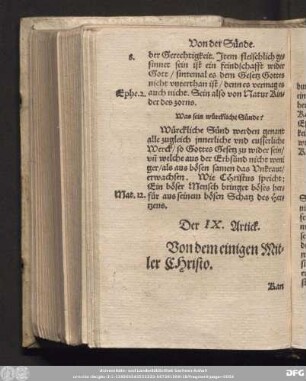 Der IX. Artick. Von dem einigen Mitler Christo.