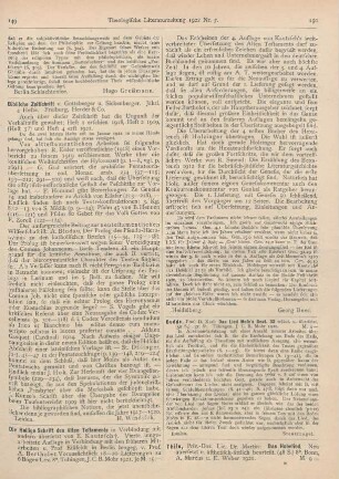 149 [Rezension] Göttsberger, Joh., Biblische Zeitschrift. 15. Jg., 2. - 4. H