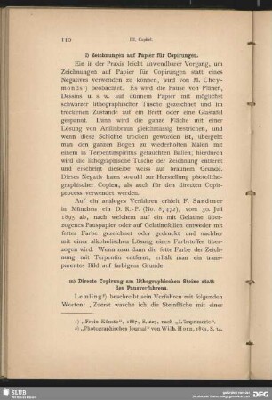 m) Directe Copirung am lithographischen Steine statt des Pausverfahrens