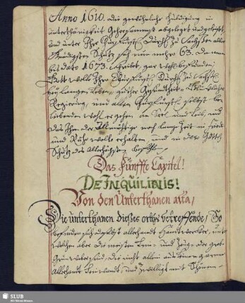 5. Capitel. Von den Unterthanen