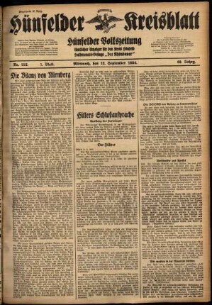 Erste Ausgabe vom Mittwoch, den 12. September 1934.