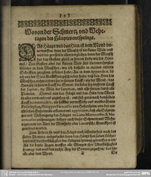 [Das Erste Buch] Wovon der Schmertz und Wehetagen des Häuptes entspringe