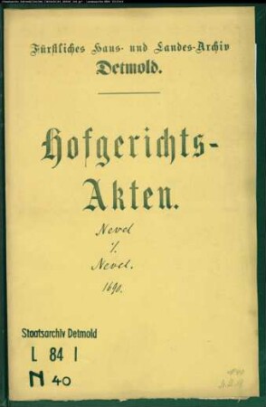 Nevel, Hans zu Evenhausen gegen Kaspar Nevel zu Evenhausen - Abfindung