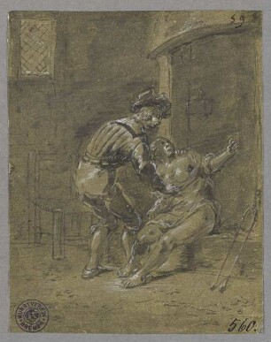 Eulenspiegel setzt die Wirtin mit dem bloßen Hintern in die Asche, aus: "Geschichte des Till Eulenspiegel"