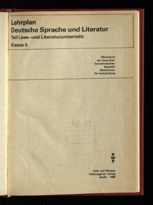1985: Teil Lese- und Literaturunterricht, Klasse 5