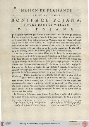 Maison de plaisance de Mr. le Comte Boniface Pojana [...]