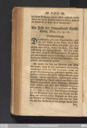 Am Feste der Himmelfahrt Christi. Evang. Marc. 16, 14 - 20.