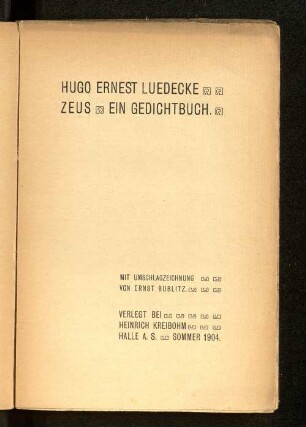 Zeus : ein Gedichtbuch