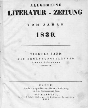 1839: Allgemeine Literatur-Zeitung