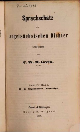 Sprachschatz der angelsächsischen Dichter, 2. H - Z