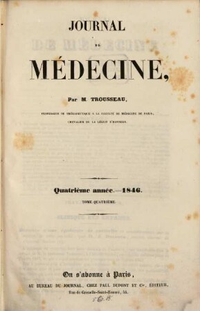 Journal de médecine. 4. 1846