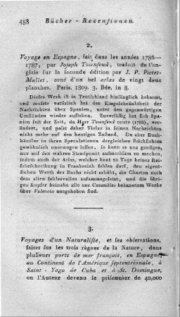 Voyage en Espagne, fait dans les années 1786 et 1787 : contenant la description des moeurs et usages des peuples de ce pays ... / par Joseph Townsend. Trad. de l'Anglais sur la 2e éd. par J. P. Pictet-Mallet. - Paris : Dentu, 1809