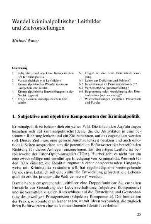 Wandel kriminalpolitischer Leitbilder und Zielvorstellungen
