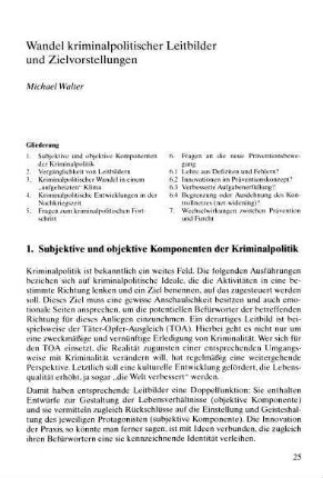 Wandel kriminalpolitischer Leitbilder und Zielvorstellungen