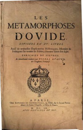 Les Métamorphoses d'Ovide : divisées en XV livre