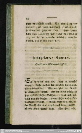 Achtzehntes Kapitel. Glück und Widerwärtigkeit