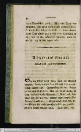 Achtzehntes Kapitel. Glück und Widerwärtigkeit