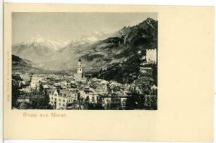 Meran. Blick auf Meran und die Alpen
