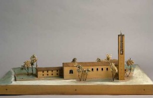 Gsaenger, Gustav; Erlangen - Süd (Bayern); Ev. Matthäus Kirche, Pfarrhaus und Gemeindesaal - Modell