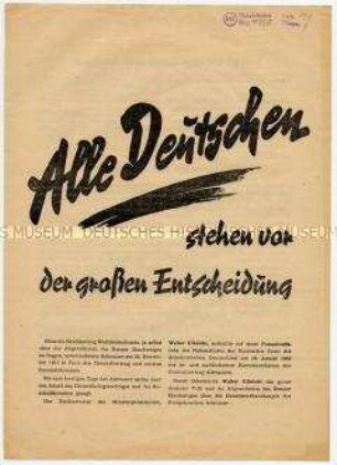 Propagandaschrift der Nationalen Front der DDR gegen den Generalvertrag