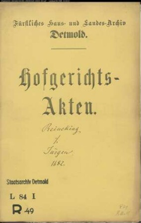 Reinking, Kord zu D. gegen Johann Jürgens zu Orbke - Schuldforderung