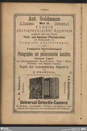 Fabrik photographischer Apparate.