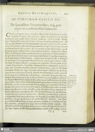 In Censuram Capitis XV.