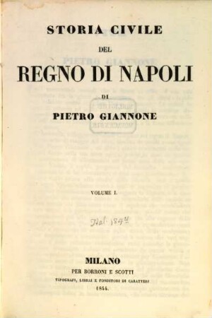 Storia civile del, Regno di Napoli, 1