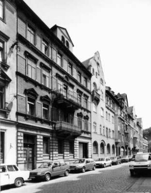 Meißen-Altstadt, Martinstraße 2/3. Wohnhäuser mit Läden (um 1890 [Nr. 2], um 1905 [Nr. 3]). Straßenansicht
