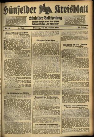 Zweite Ausgabe vom Dienstag, den 24. Januar 1933.