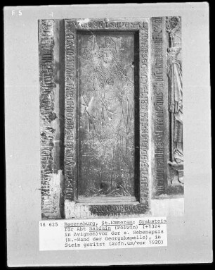 Grabstein für Abt Balduin, gestorben 1324