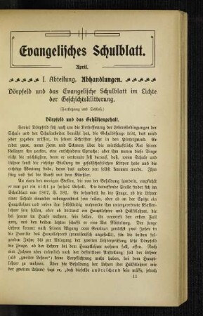 Dörpfeld und das Evangelische Schulblatt im Lichte der Geschichtsklitterung : (Fortsetzung und Schluß)